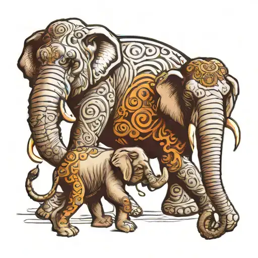 Monkey Walking With Elephant Holding Elephants Trunk