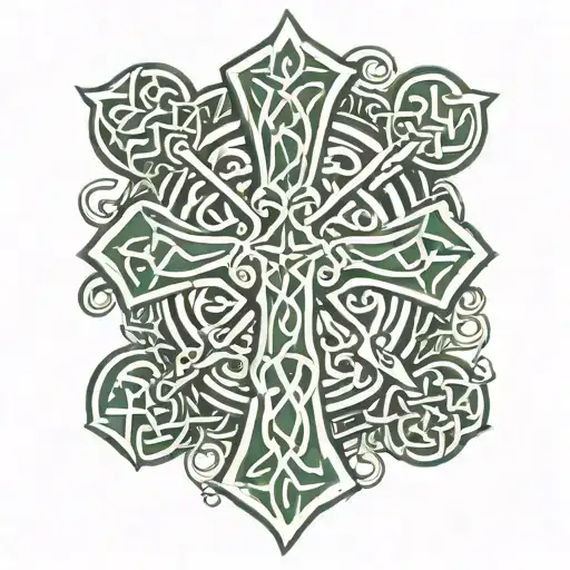 Celtic Cross With Celtic Knots Around