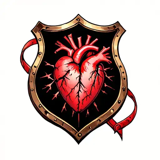 Broken Shield Revealing Heart Under Repair