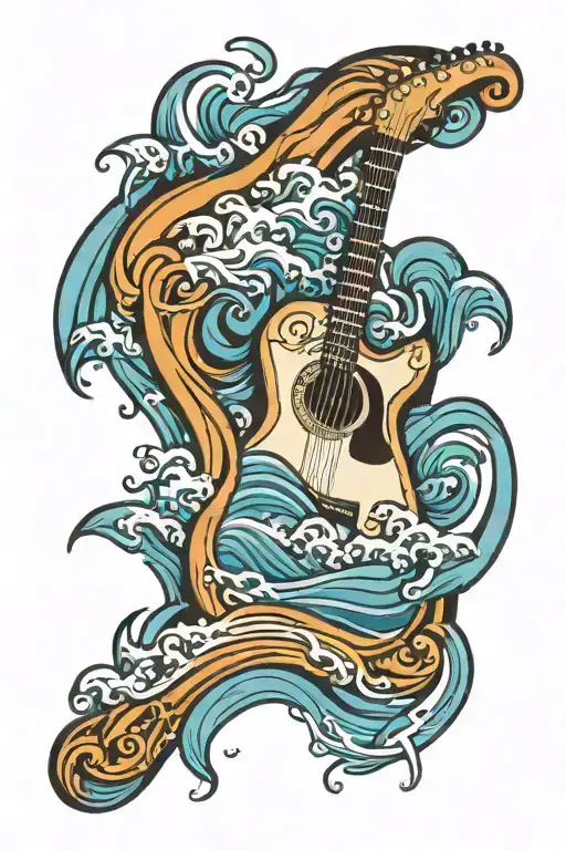Guitar And Ocean Wave Merging
