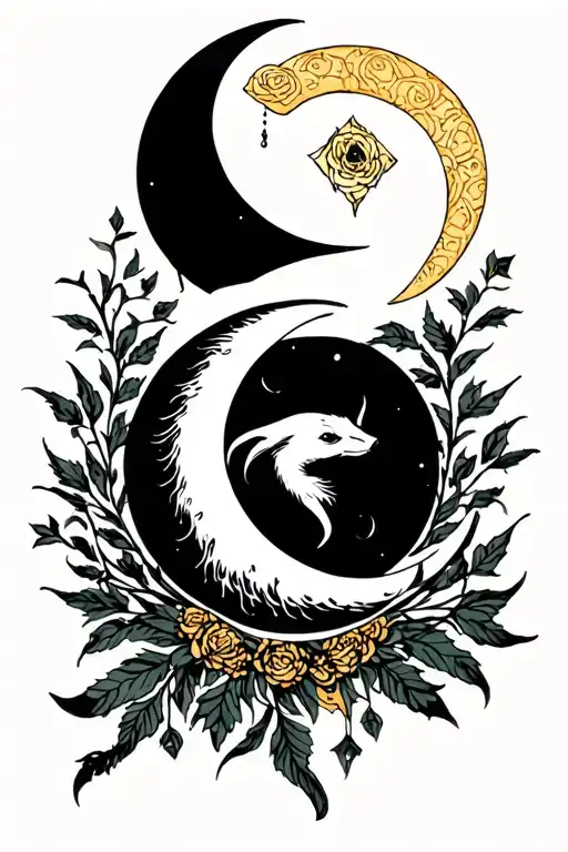 Ermine Around A Crescent Moon And A