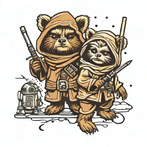 Star Wars With An Ewok And Jawa