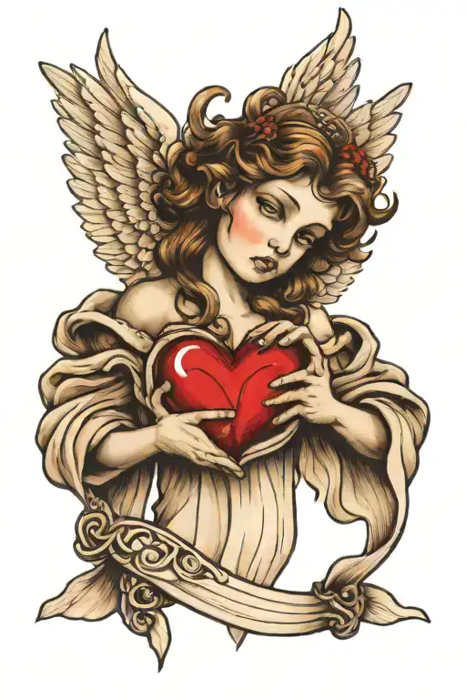 Angel Holding Heart Intertwined