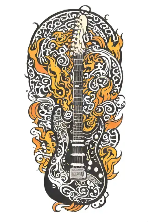 Stratocaster Guitar Fire Flames