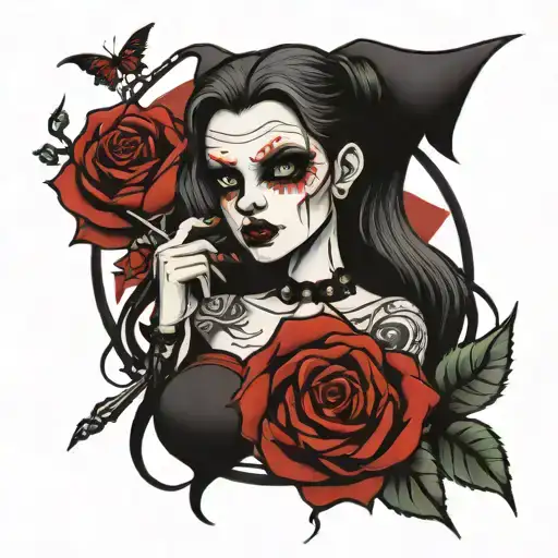Vampir And Thorn Rose Goth Girl