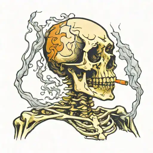 Van Gogh's Skeleton Smoking Cigarette