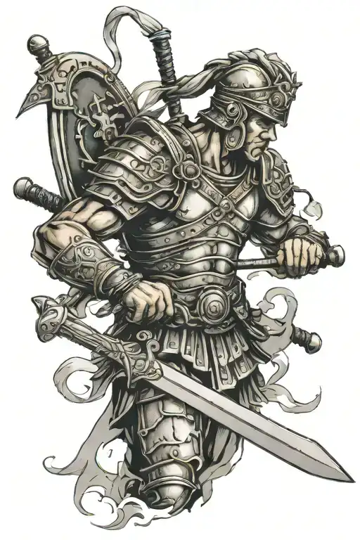 Roman Soldier With Twin Swords