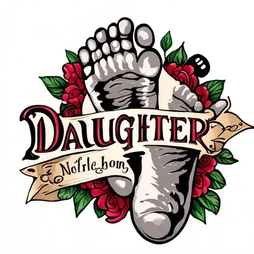 Daughter Footprint And Name Plus A Unique Design Manly Design