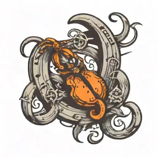 Horseshoe With A Music Note And A Spider