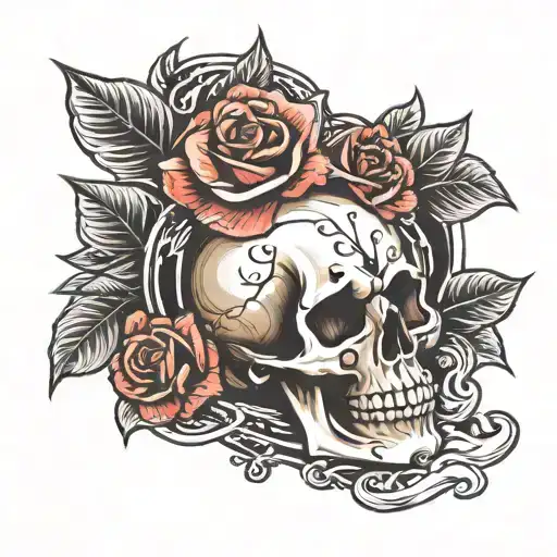 Skull With Rose And A Paper In Front That Says Yearns4juice