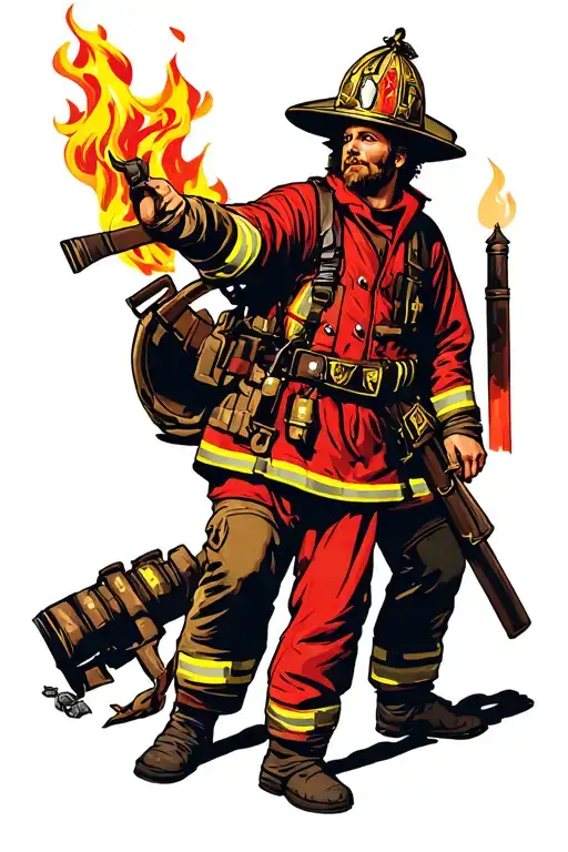 St Florian Protecting A Firefighter In A Fire