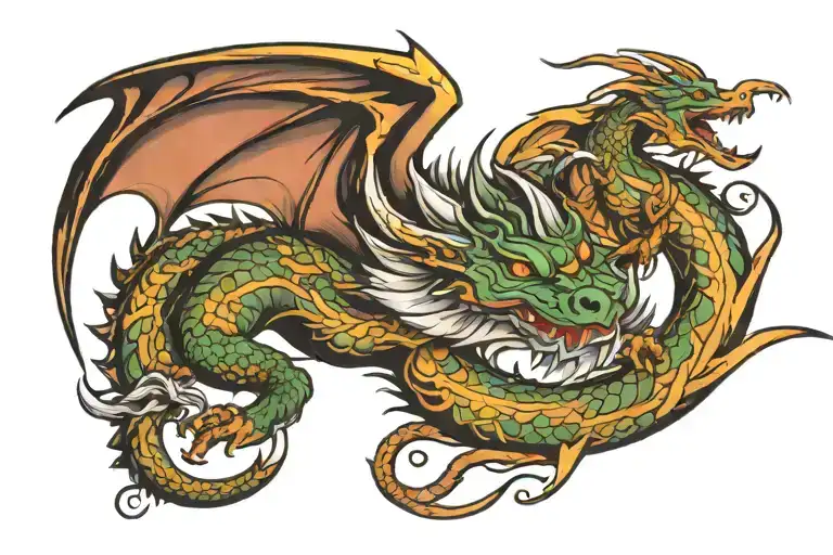 Dragon Sleeping With Spread Wings