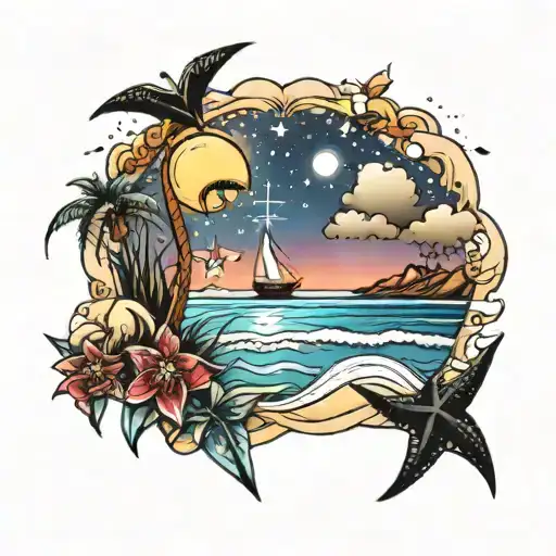 Stars And Beach Scene