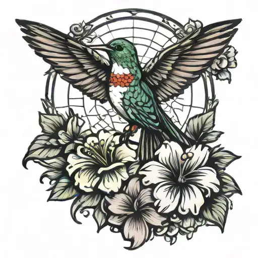 Dream Catcher Hummingbird Hibiscus Flower