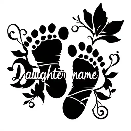 Daughter Footprint And Name Plus A Unique Design