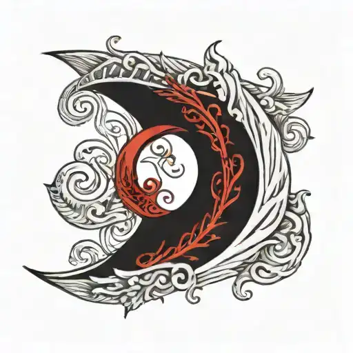 White Crescent Moon Wrap With Red Thread