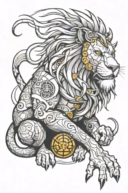Cyborg Lion With Triquetra And Dragon Ball Z
