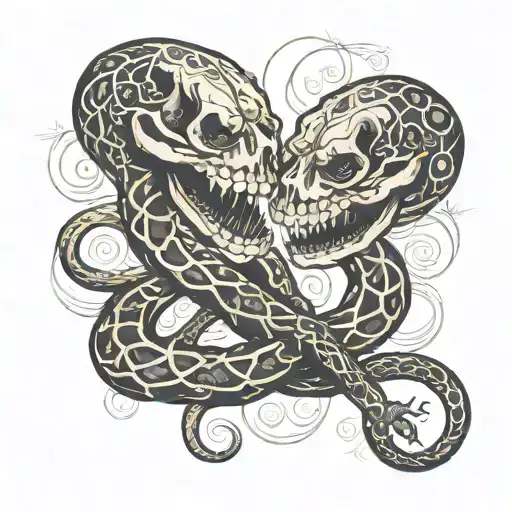 Two Headed Skeleton Snake Wrapping Itself