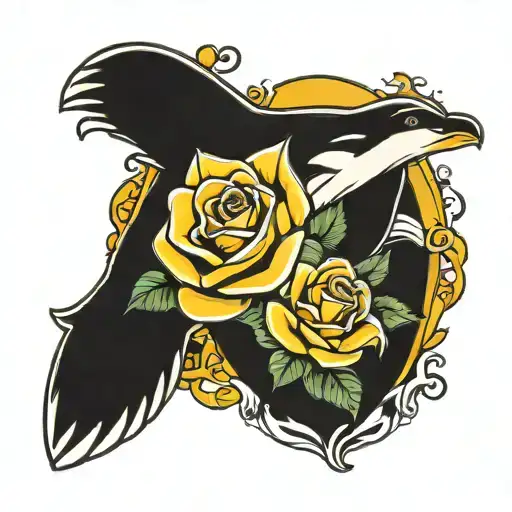 Eagle Orca Whale Yellow Rose