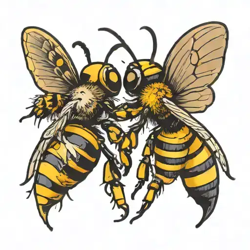 Bee And Tick Insect Couple Holding Hands