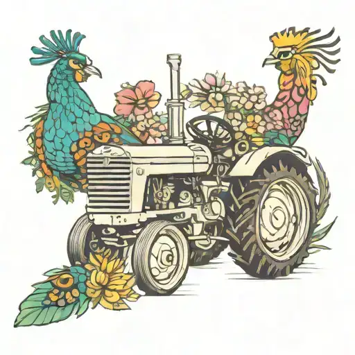 Tractor And Domino With Peacock