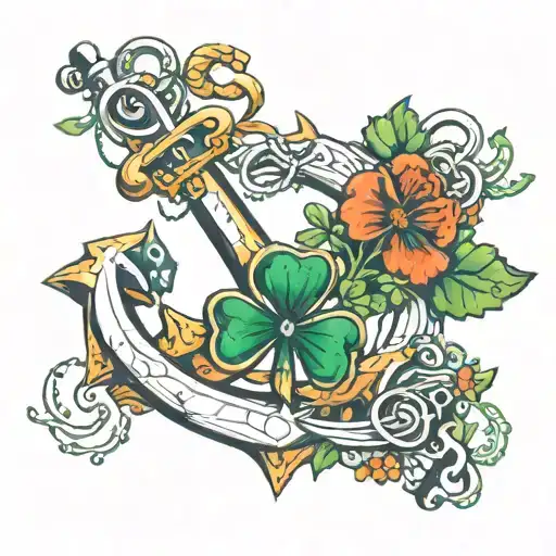 Combine Anchor And Shamrock Intertwined