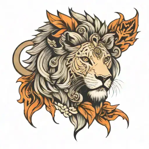 Lion Head And Names Incorporated Into The Design