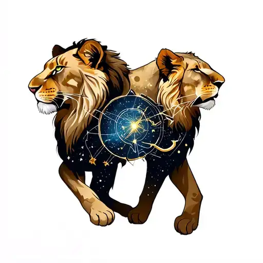 Lioness In The Leo Constellation Intertwined