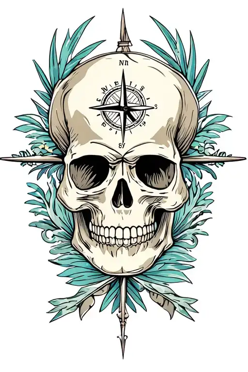 Tropical Water Skull Compass Pirate