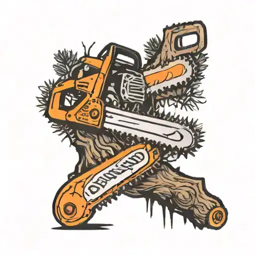 Chainsaw And Tree Silhouette