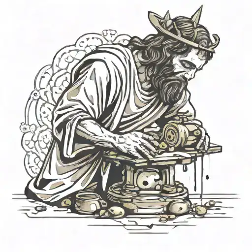 Jesus Being Crushed By An Olive Oil Press While Praying