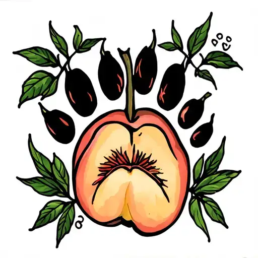 Peach Fruit And Dog Paw Print