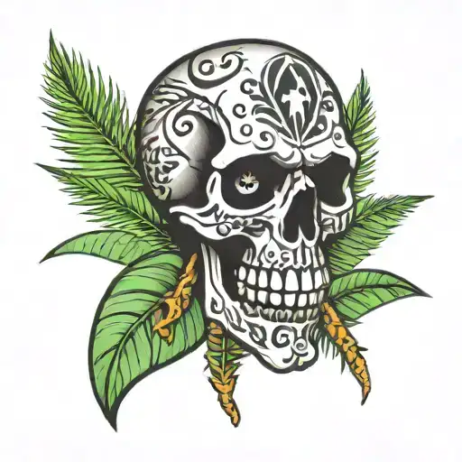 Skull Crossbones Palm Tree Growing