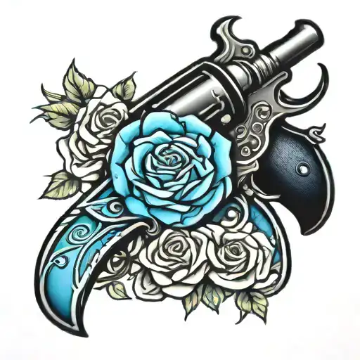 Derringer Pistol Blue Rose