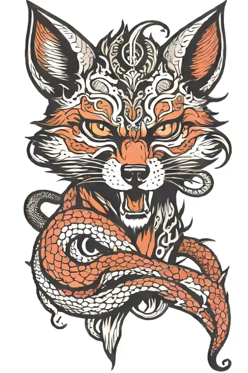 Demon Fox With A Third Eye And Three Snake Tongues