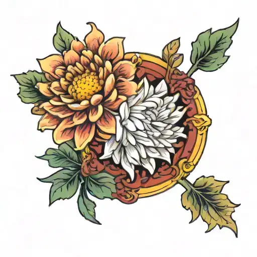 Chrysanthemums Flower With Sagittarius Zodiac Sign
