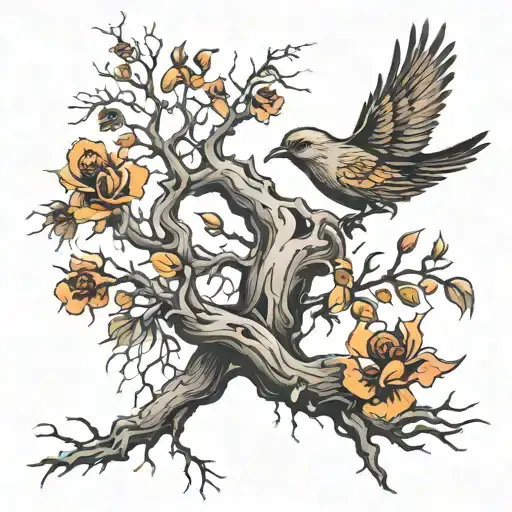 Poison Tree W Bird Flying No Color