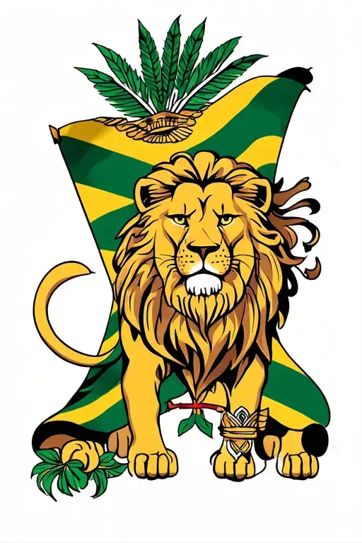 Jamaican Flag With Lion