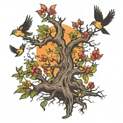 Poison Tree W Birds Flying