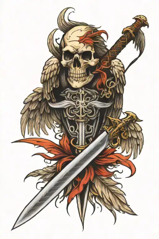 Skull Sword Eagle Wings