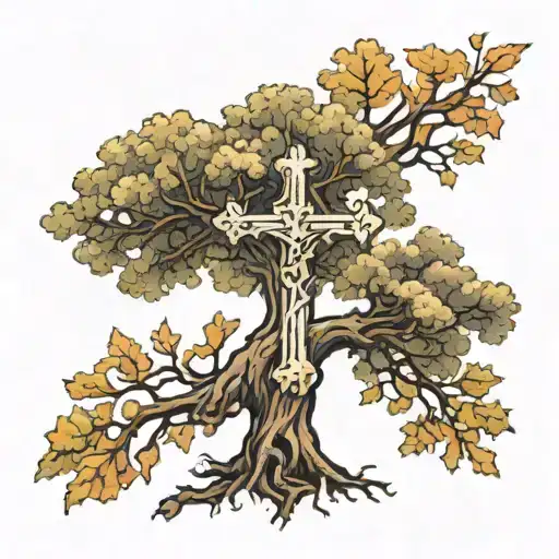 Oak Tree And Cross
