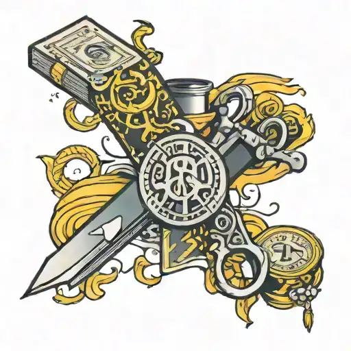 Tattoo On Arm With Scissors And Money And Success