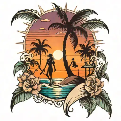 Sunset Beach With Family