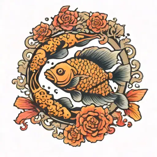 Gemini Zodiac Sign Surrounded By Japanese Coral Fish