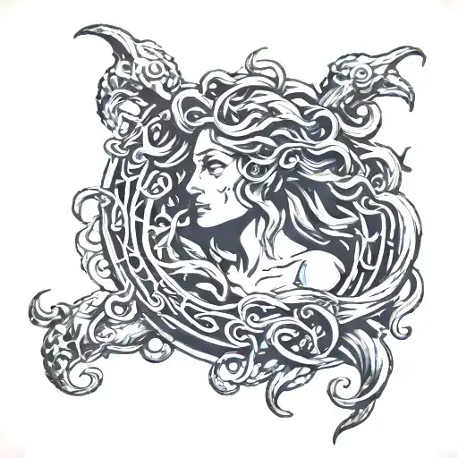 Medusa Survivor With Poseidon's Trident Incorporated