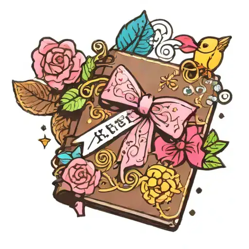 Brown Notebook With Healing Symbols All Over Front With A Pink Bow