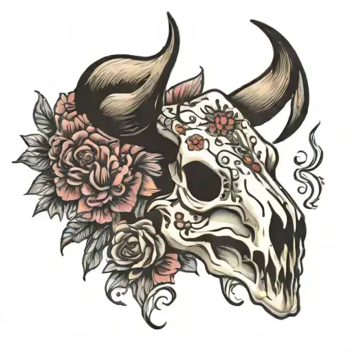 Bull Skull Cards Flowers