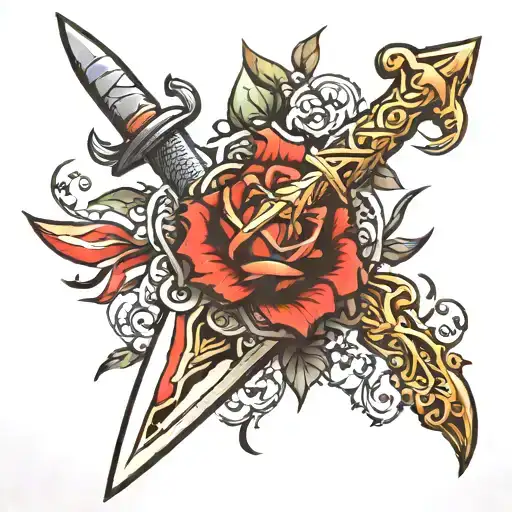 Ancient Dagger Tattoo Design