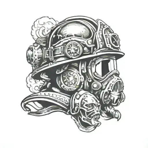 Firefighter And Army Helmet