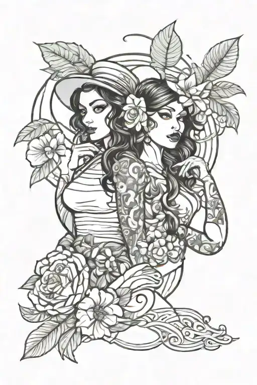 My Daughter And Wife In Miami Inspired Tattoo Design